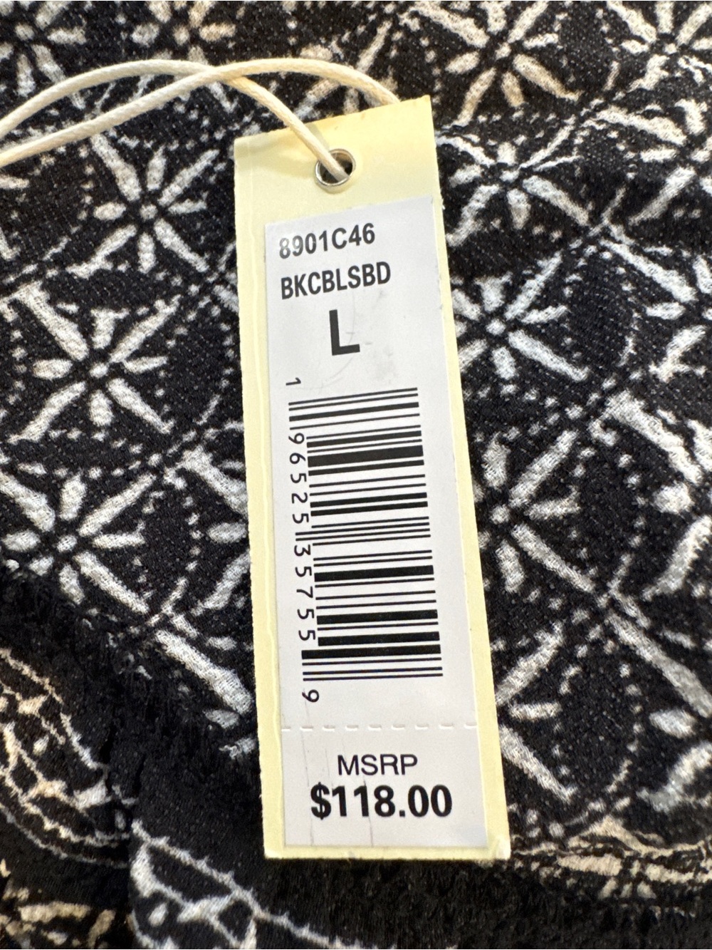 Max Studio Black White Geometric Ruffle Wide Leg Jumpsuit Women’s Large NWT - Picture 5 of 7